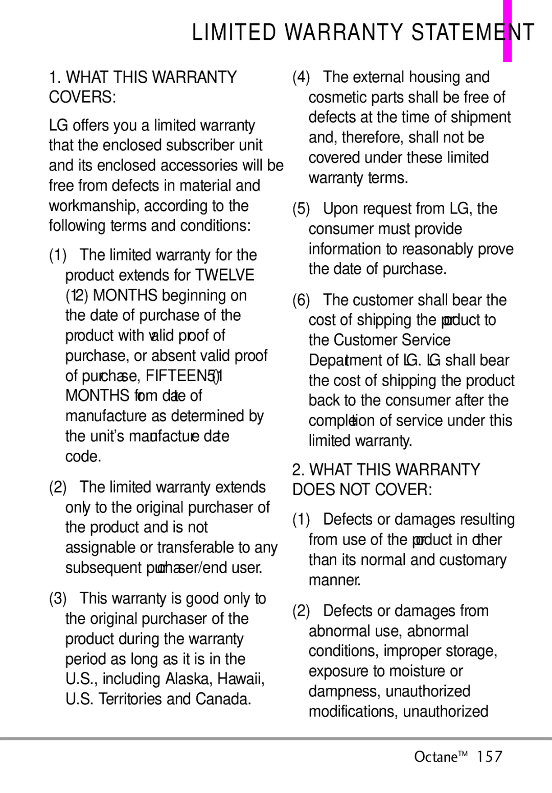 LG Electronics MMBB0392701 manual What this Warranty Covers, Limited warranty 