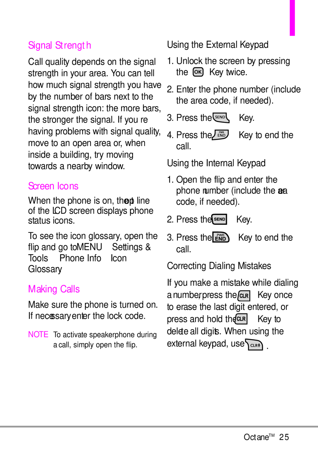 LG Electronics MMBB0392701 manual Signal Strength, Screen Icons, Making Calls 