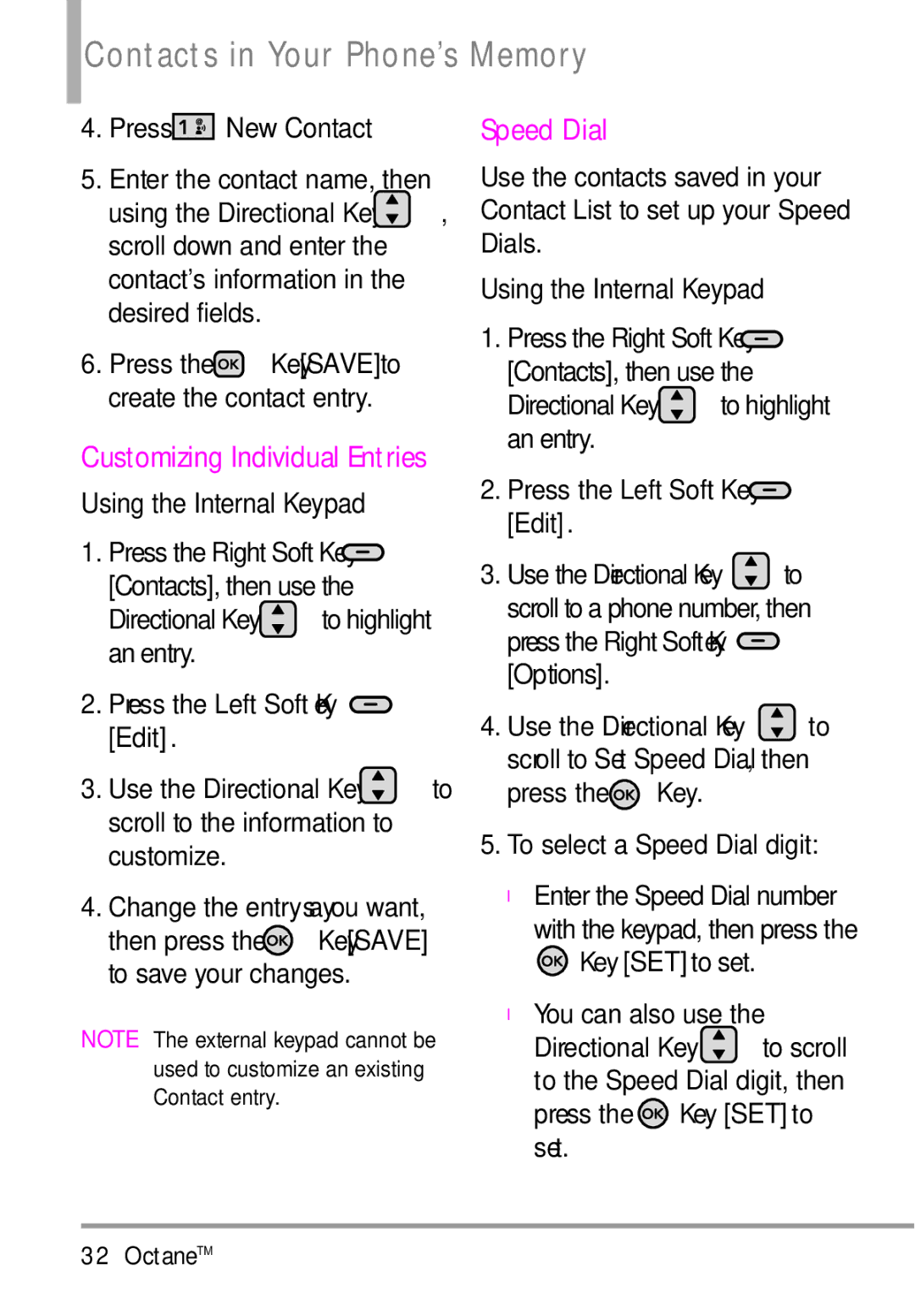 LG Electronics MMBB0392701 manual Speed Dial, Press New Contact, Customizing Individual Entries 