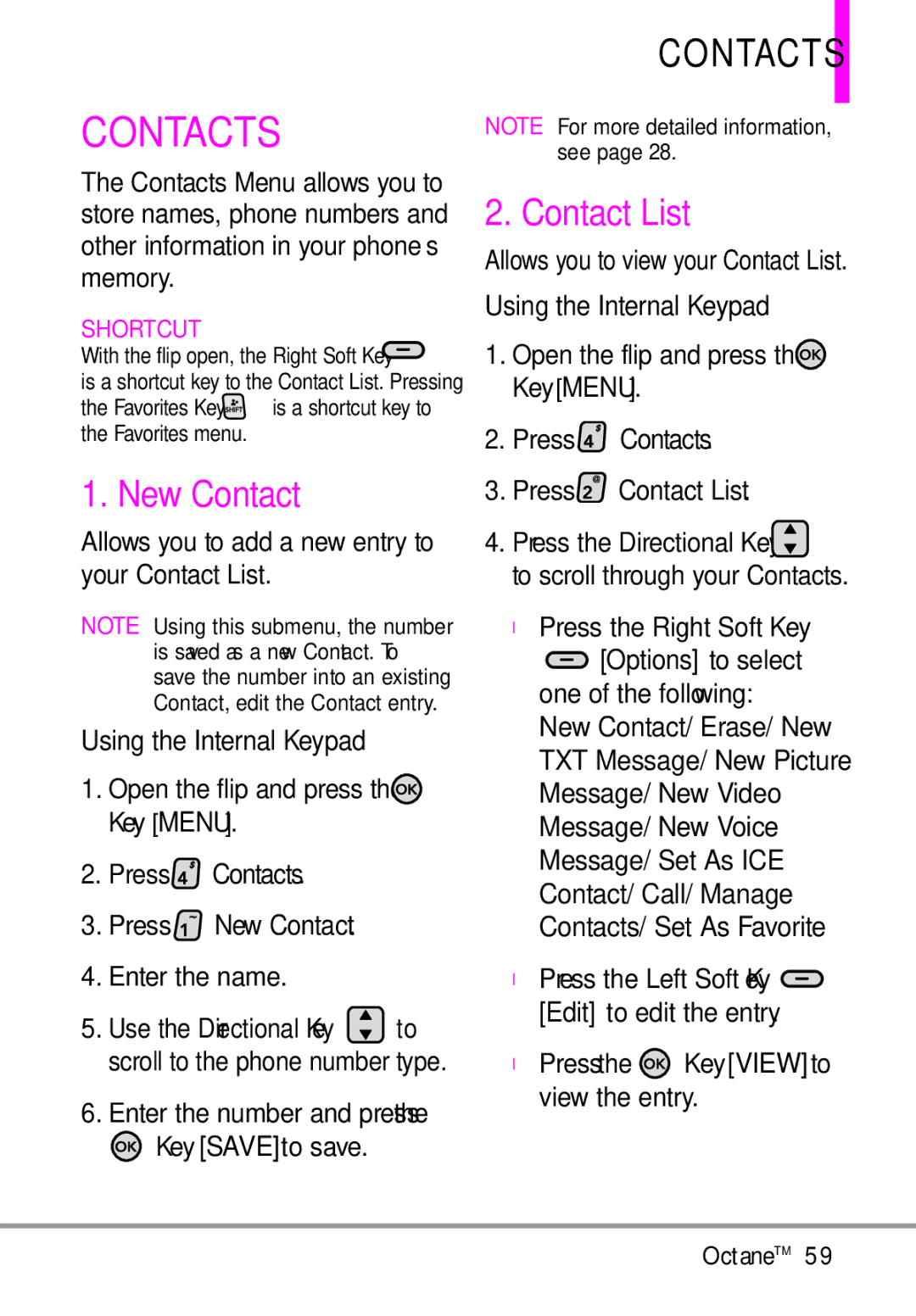 LG Electronics MMBB0392701 manual New Contact, Contact List, View 