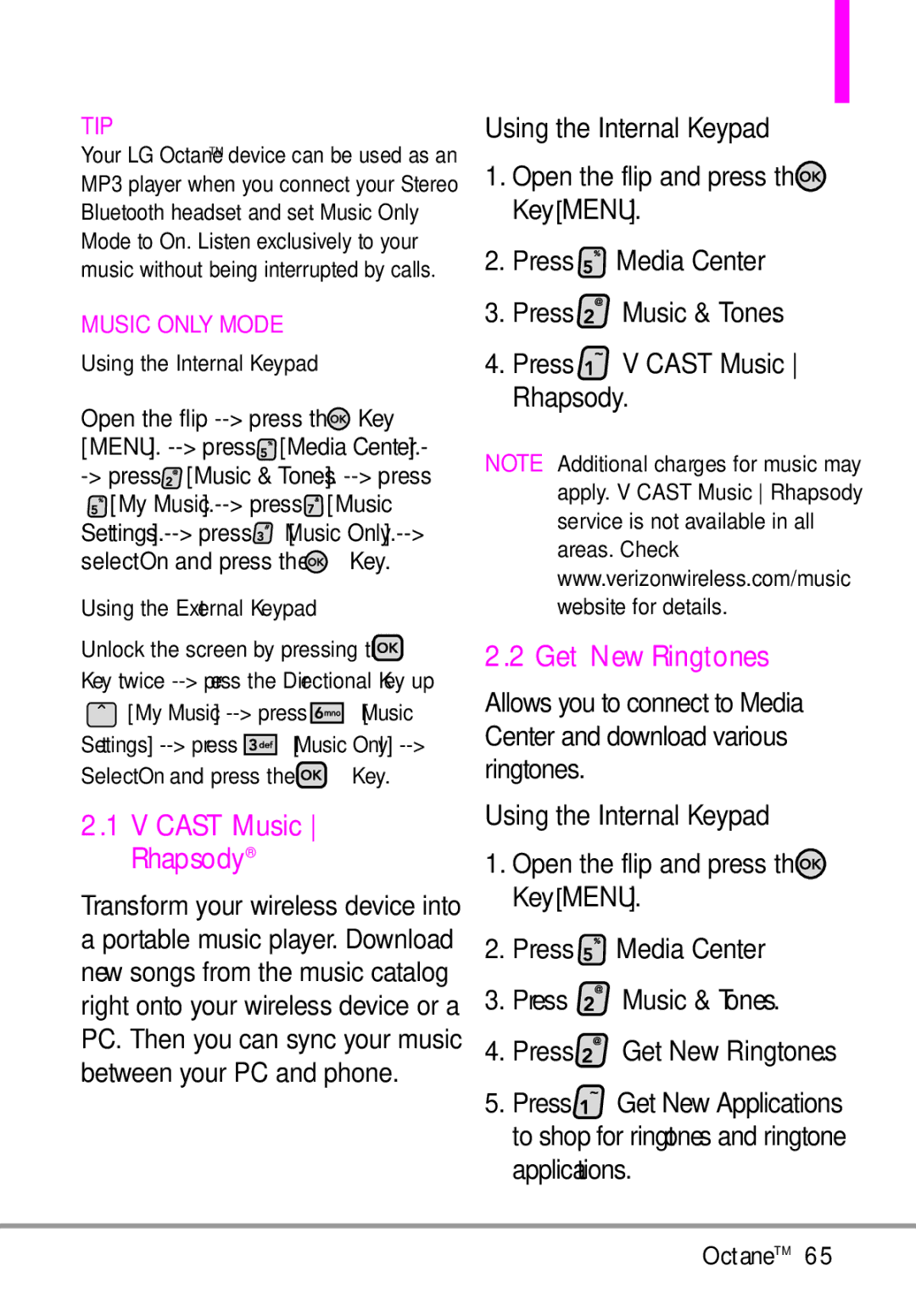 LG Electronics MMBB0392701 manual Music, Get New Ringtones 