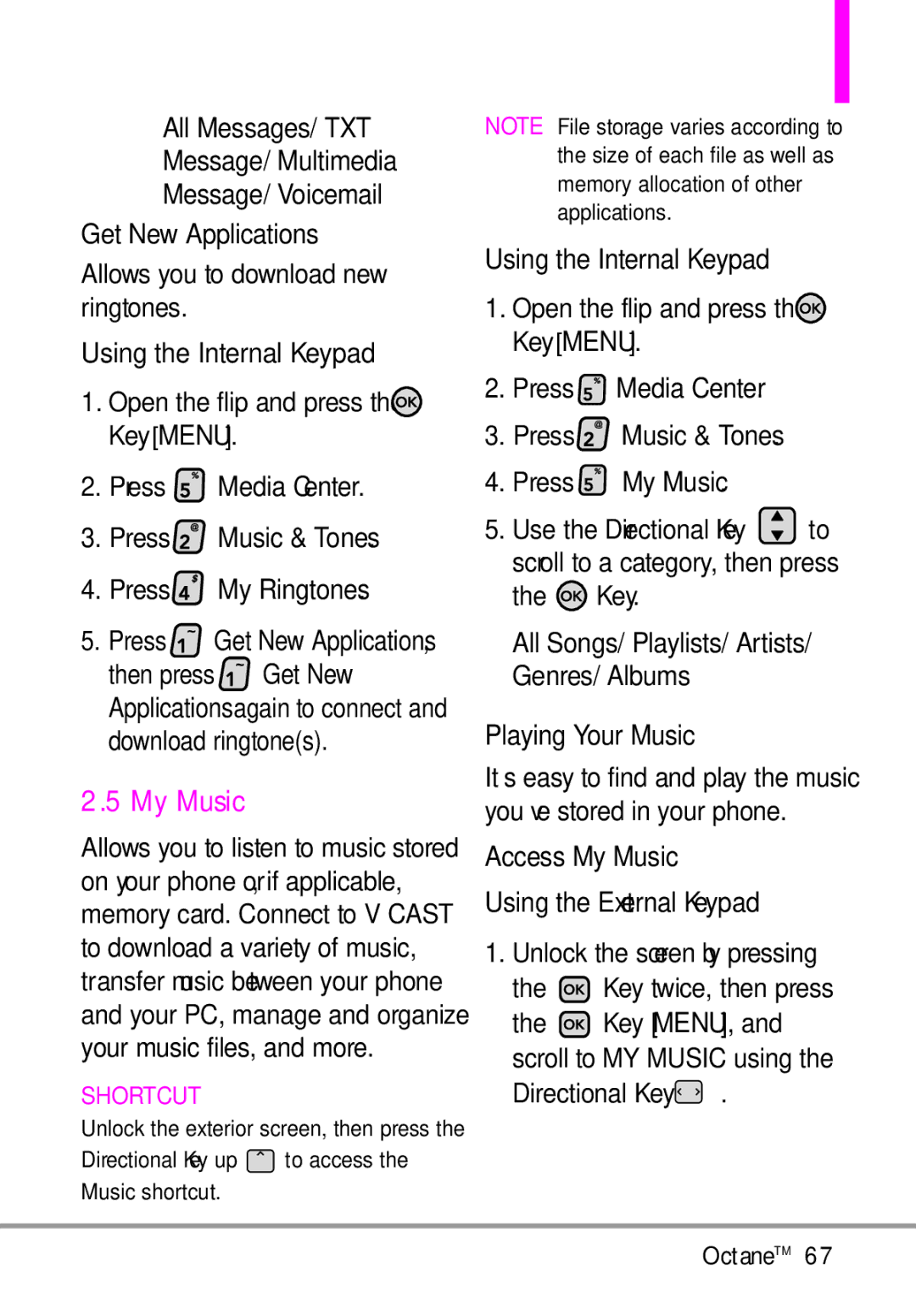 LG Electronics MMBB0392701 manual Press Media Center Press Music & Tones Press My Music, Playing Your Music 