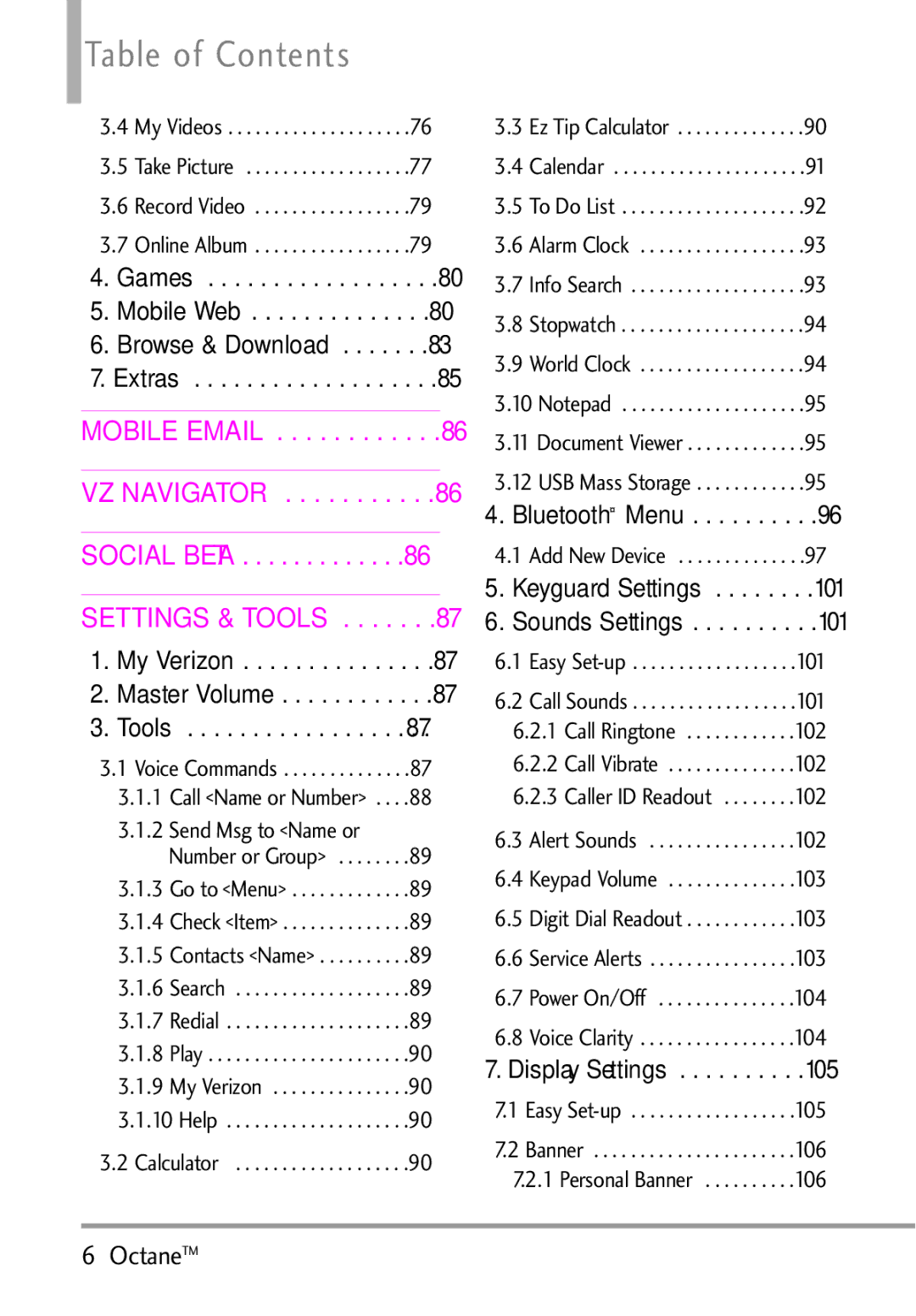 LG Electronics MMBB0392701 manual Table of Contents 