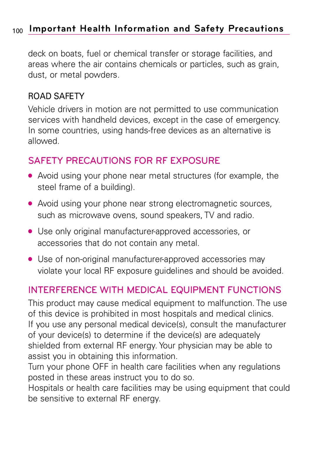 LG Electronics MMBB0394701 manual Safety Precautions for RF Exposure 