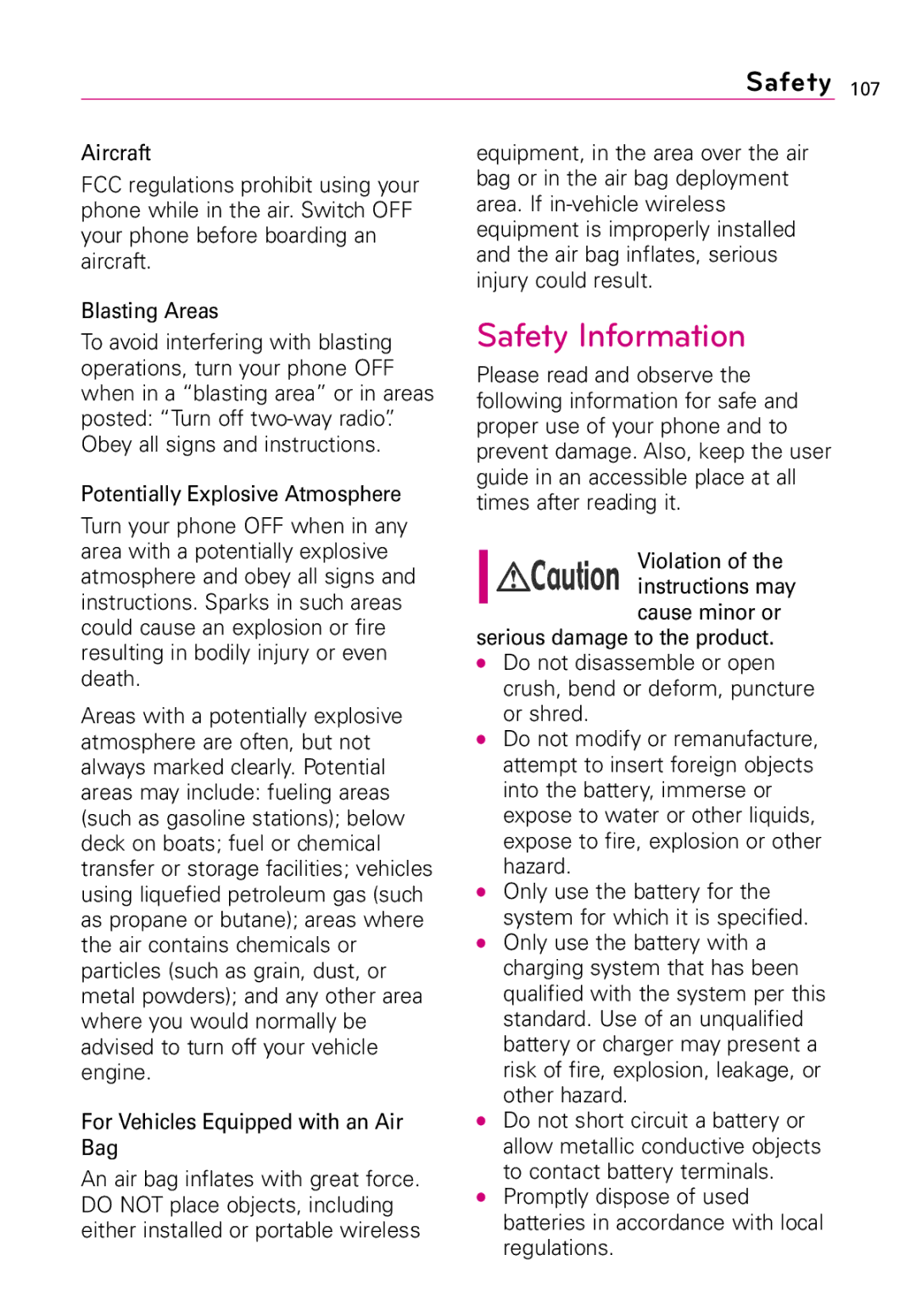 LG Electronics MMBB0394701 manual Safety Information 