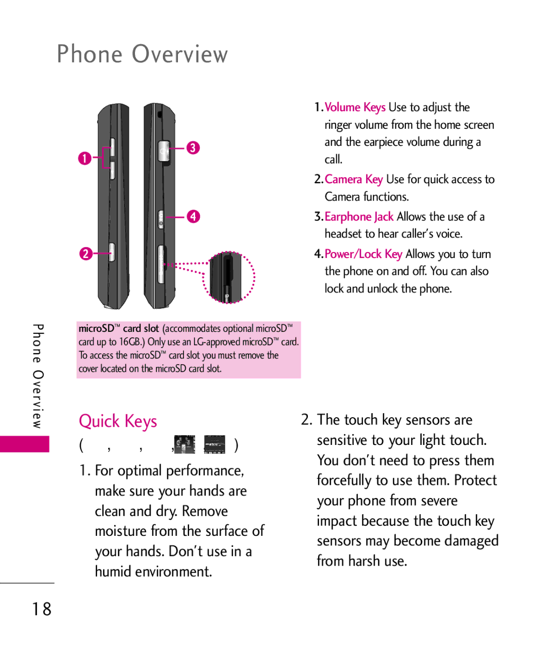 LG Electronics MN510 manual Phone Overview, Quick Keys 