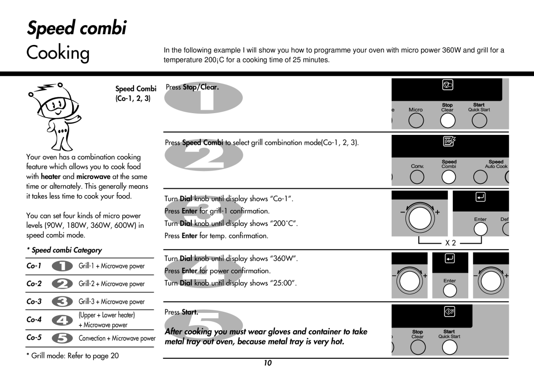 LG Electronics MP-9483SLA owner manual Speed combi 