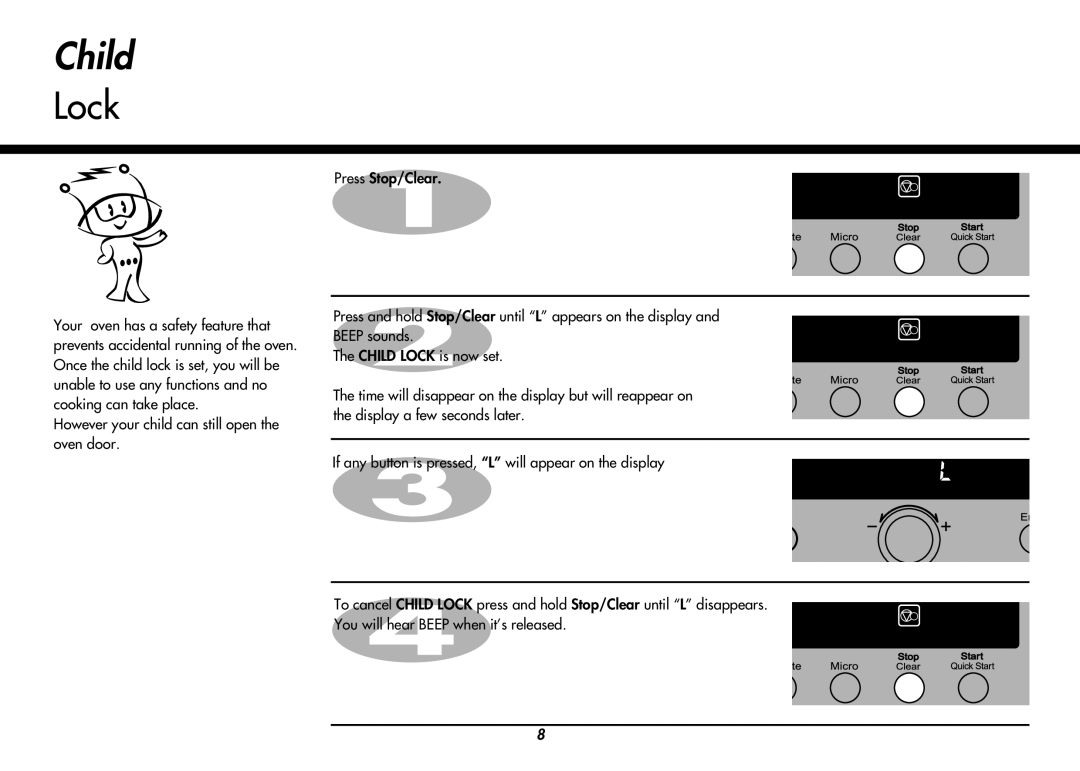 LG Electronics MP-9483SLA owner manual Child, Lock 