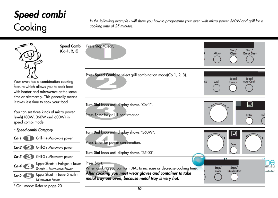 LG Electronics MP-9485SA, MP9489SB owner manual Speed combi Category, Co-4, Co-5, Microwave Power, Grill mode Refer to 