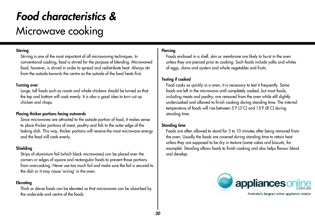 LG Electronics MP9489SB, MP-9485SA owner manual Food characteristics, Microwave cooking, Stirring 