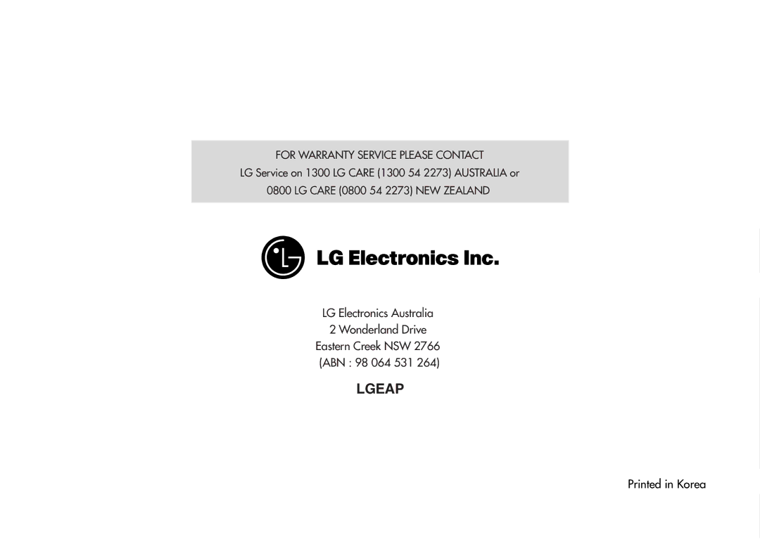 LG Electronics MP9489SB, MP-9485SA owner manual Lgeap 