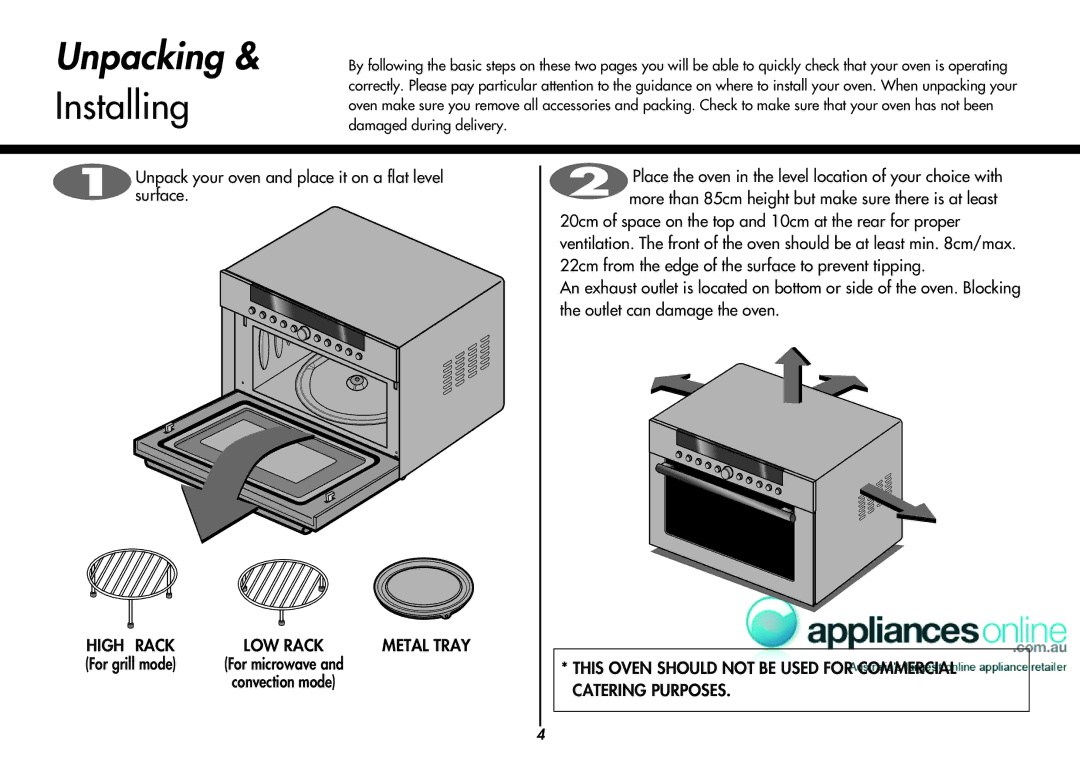 LG Electronics MP-9485SA, MP9489SB owner manual Unpacking, Installing 