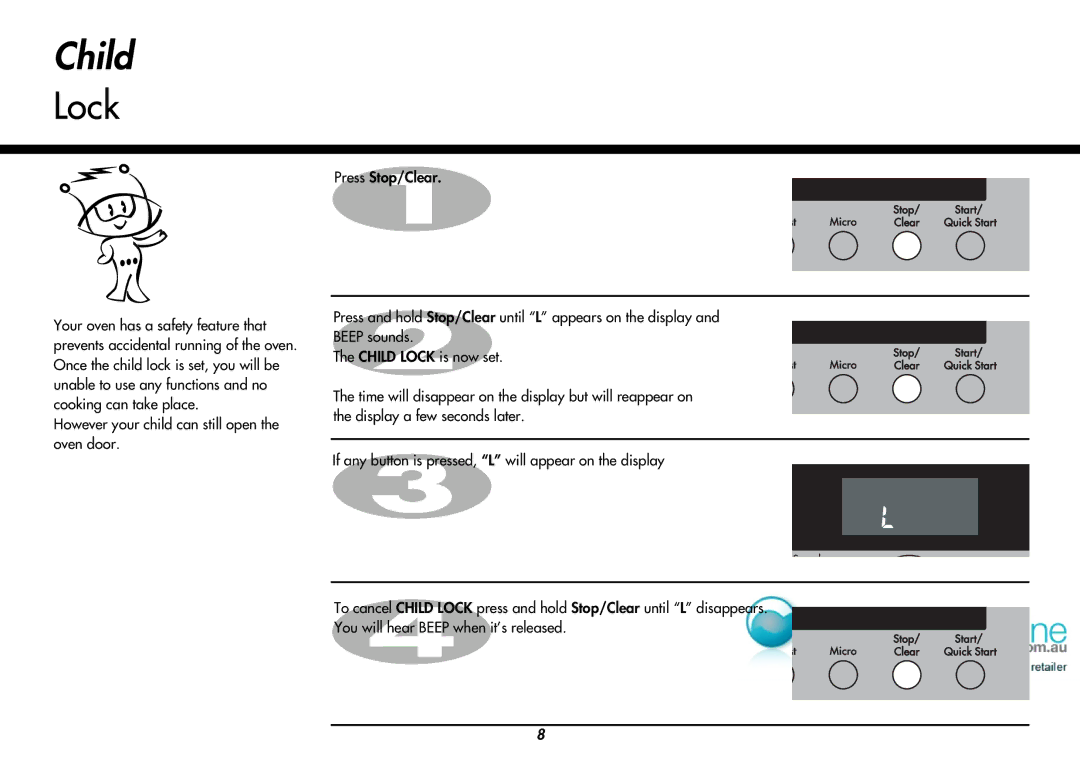 LG Electronics MP9489SB, MP-9485SA owner manual Child, Lock 