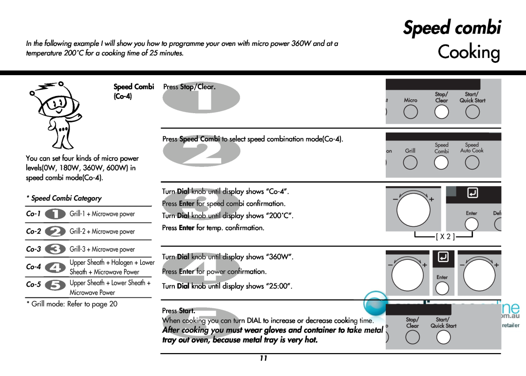 LG Electronics MP9489SB, MP-9485SA owner manual Speed combi Cooking, Speed Combi Category, Co-4, Co-5, Microwave Power 