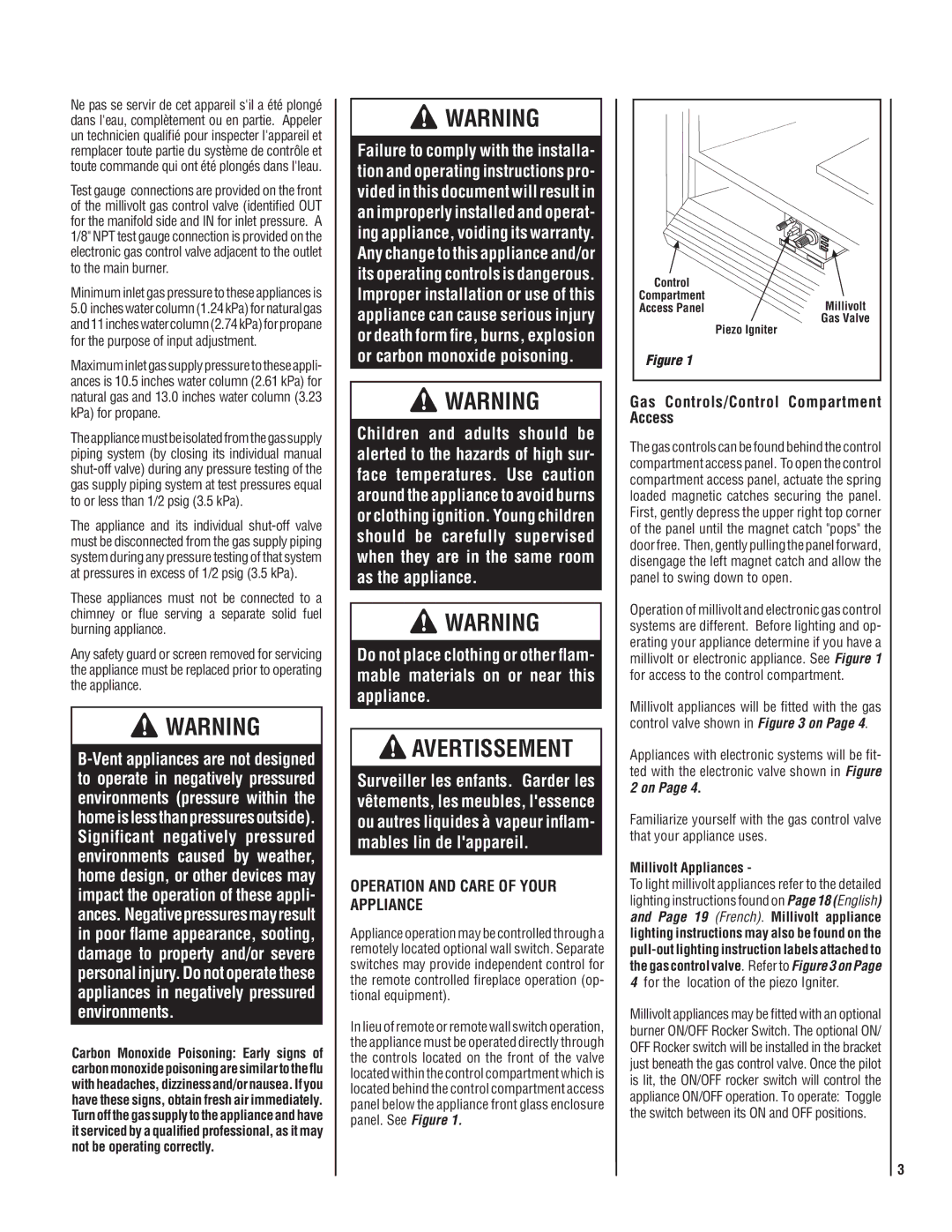 LG Electronics MPB3328CNE manual Operation and Care of Your Appliance, Gas Controls/Control Compartment Access 