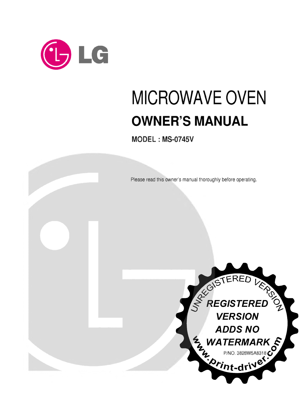 LG Electronics MS-0745V manual 