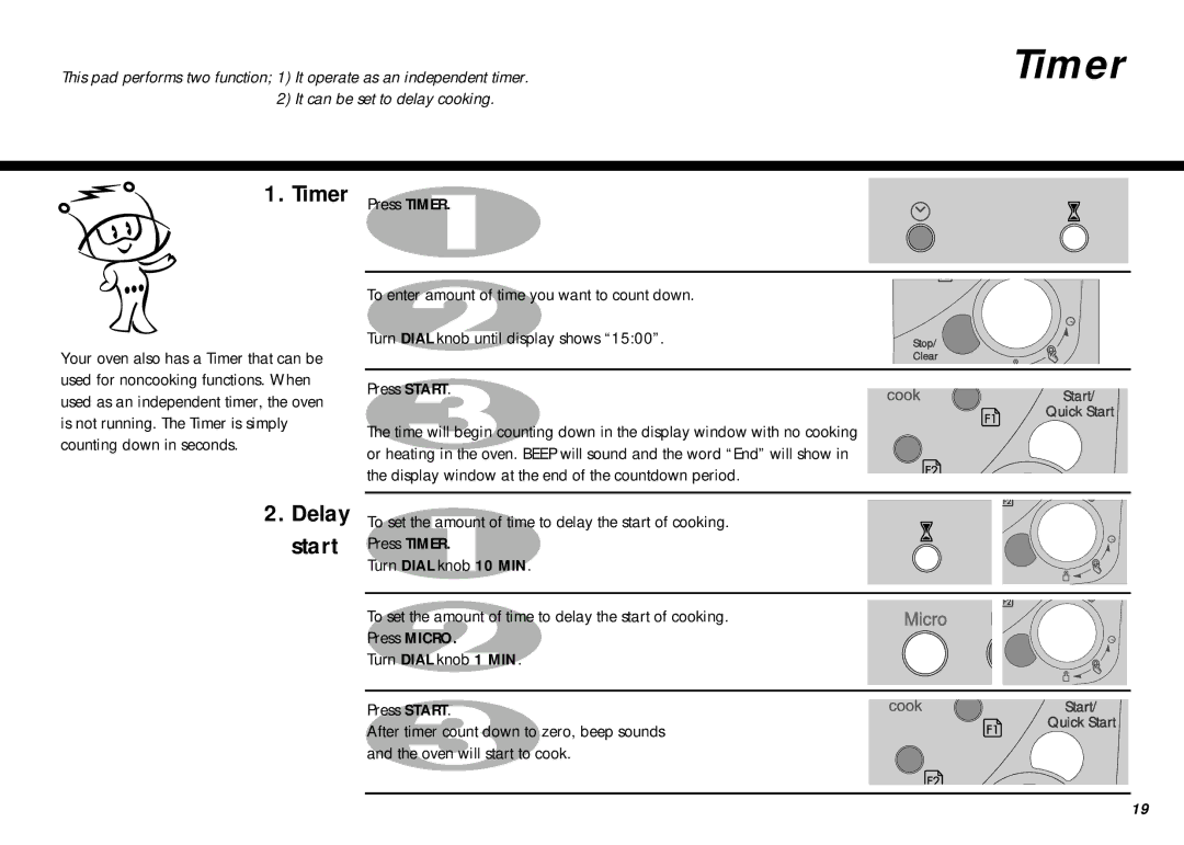 LG Electronics MS-267Y(S), MS-207Y(S) owner manual Timer 