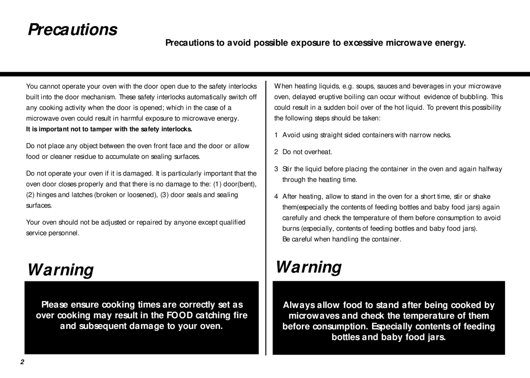 LG Electronics MS-207Y(S), MS-267Y(S) owner manual Precautions, Be careful when handling the container 