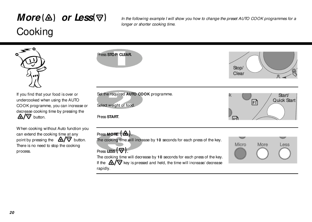 LG Electronics MS-207Y(S), MS-267Y(S) owner manual More Or Less, Cooking, Select weight of food, Rapidly 