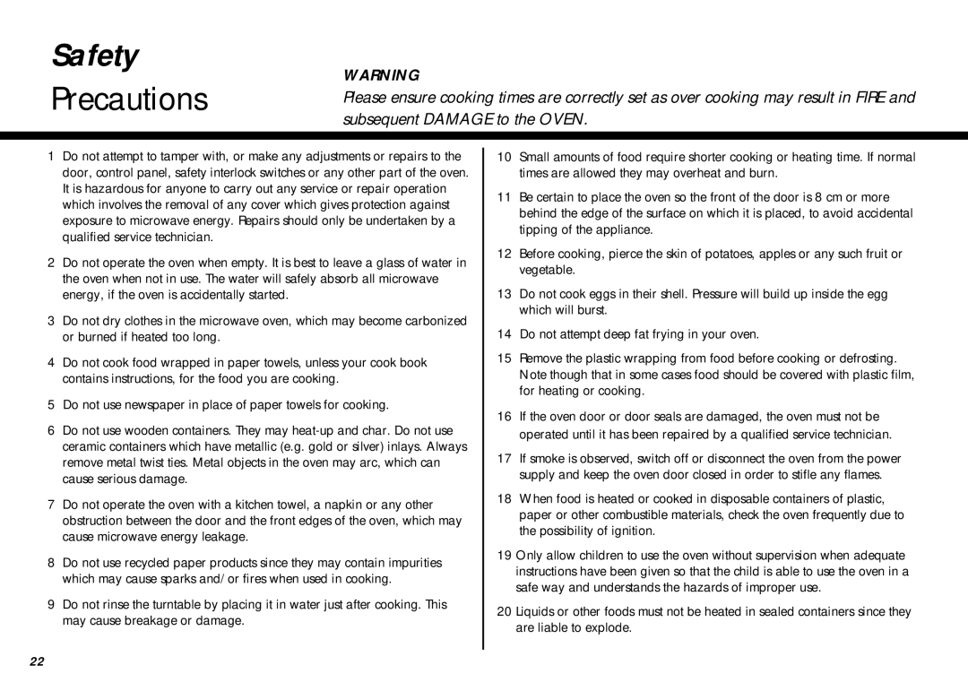 LG Electronics MS-207Y(S), MS-267Y(S) owner manual Safety, Precautions 