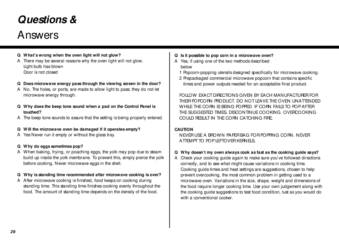 LG Electronics MS-207Y(S), MS-267Y(S) owner manual Questions, Answers, Below 