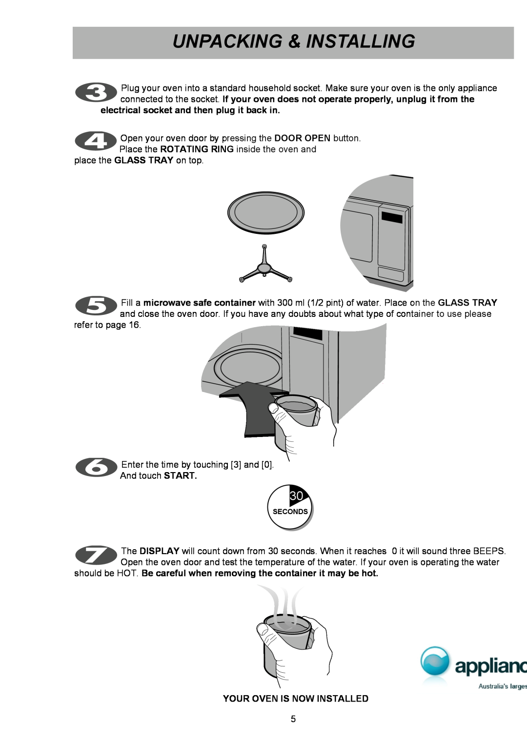 LG Electronics MS1949G owner manual Unpacking & Installing, automatically, electrical socket and then plug it back in 