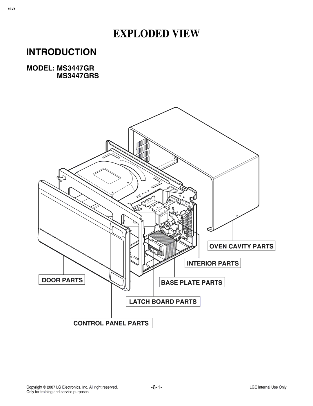 LG Electronics MS3447GRS service manual Exploded View, Introduction 