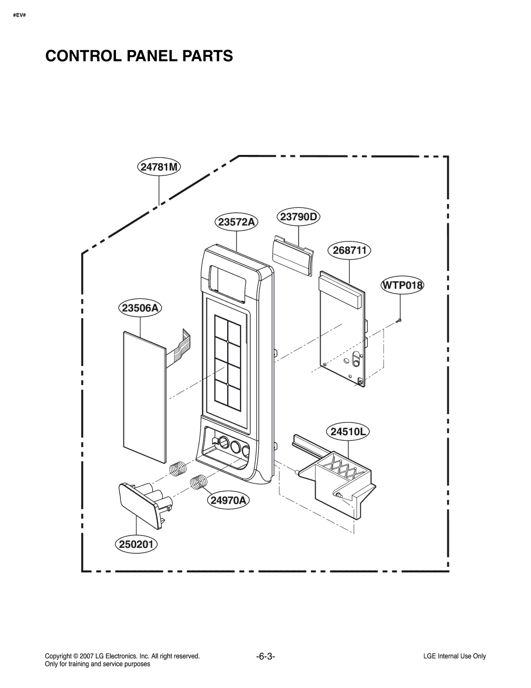 LG Electronics MS3447GRS service manual Control Panel Parts 