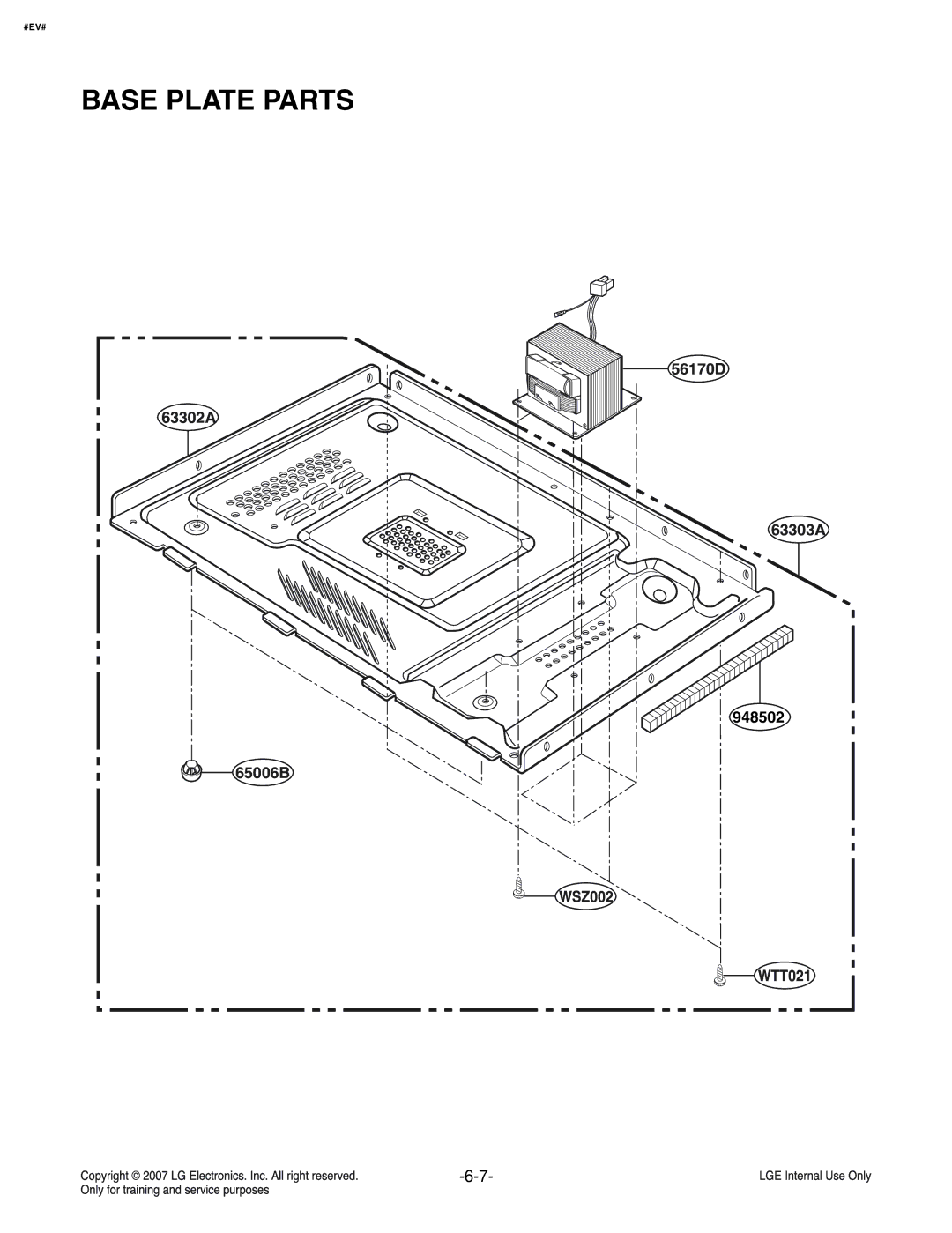 LG Electronics MS3447GRS service manual Base Plate Parts 