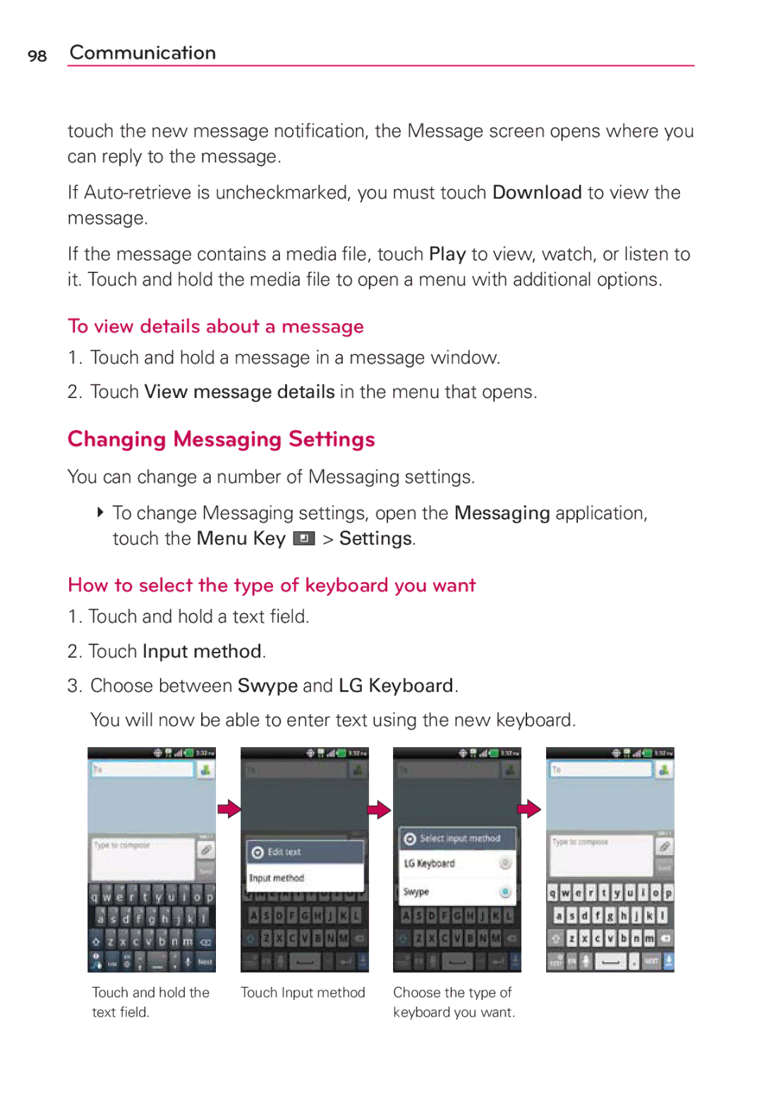 LG Electronics MS910 manual Changing Messaging Settings, To view details about a message 