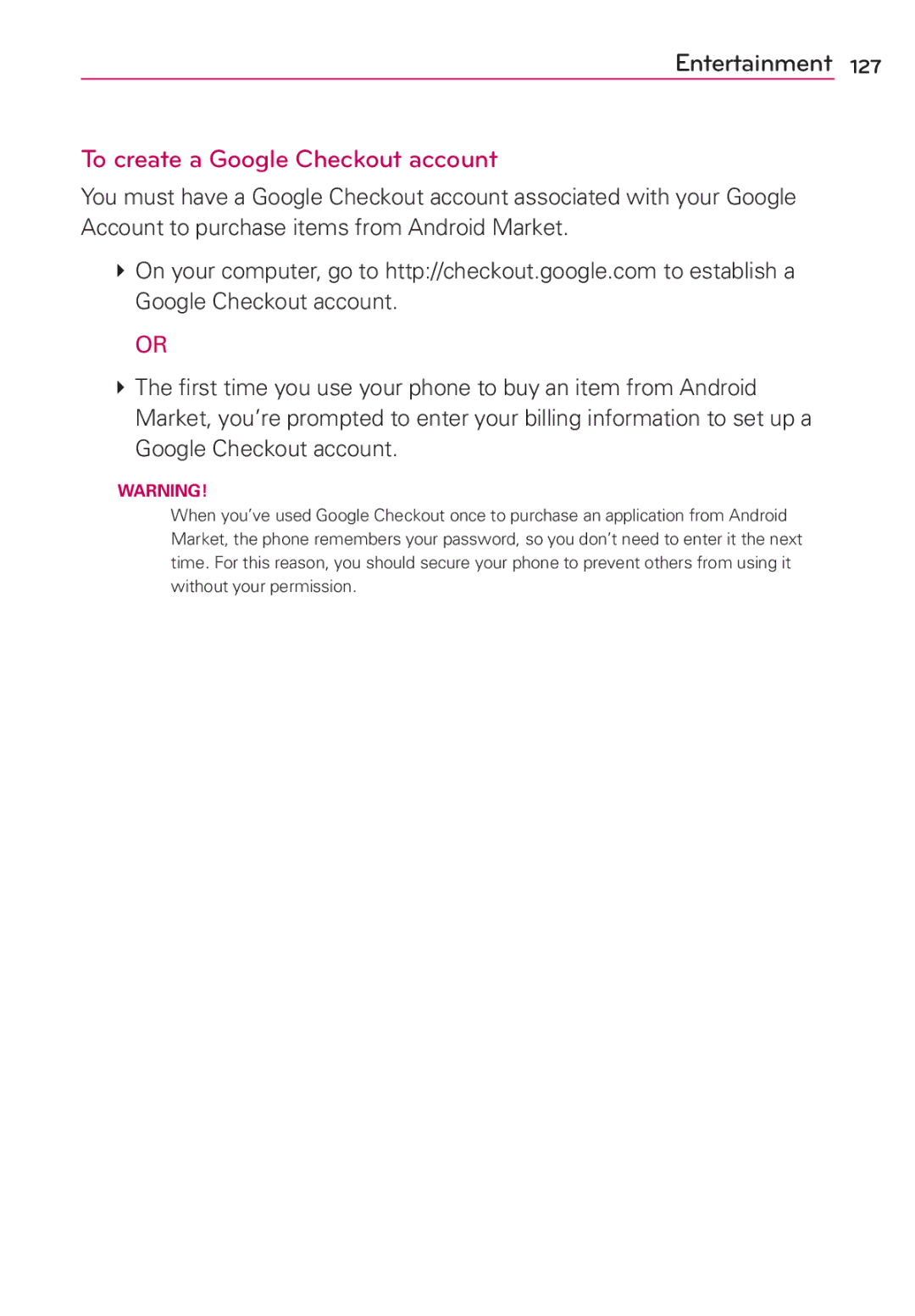 LG Electronics MS910 manual To create a Google Checkout account 