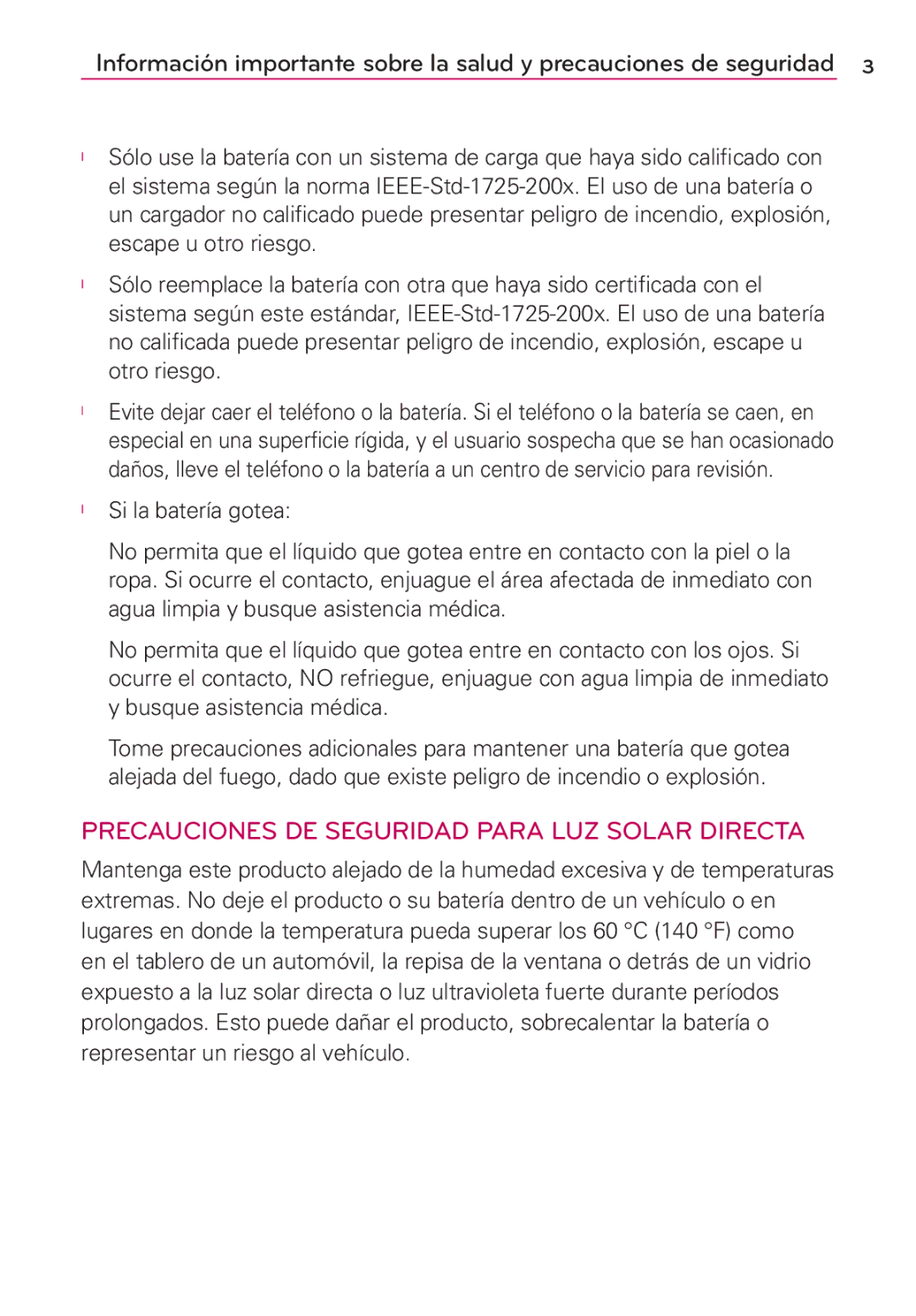 LG Electronics MS910 manual Precauciones DE Seguridad Para LUZ Solar Directa 