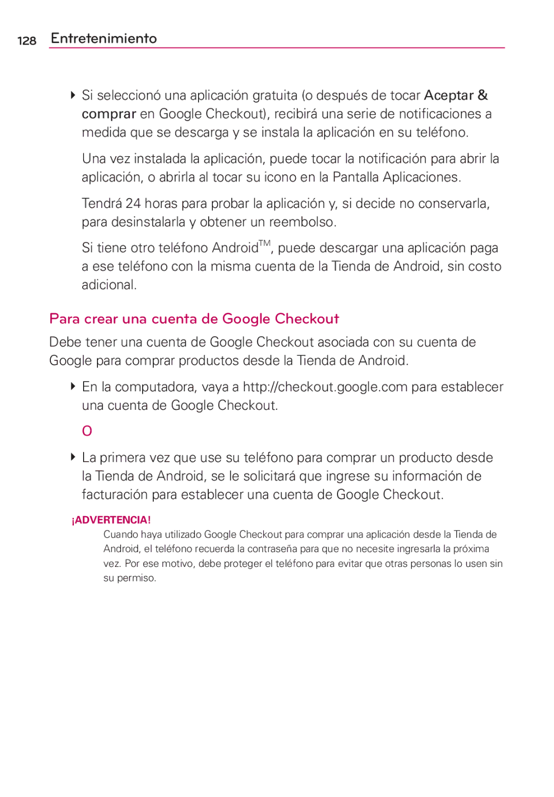 LG Electronics MS910 manual Para crear una cuenta de Google Checkout 