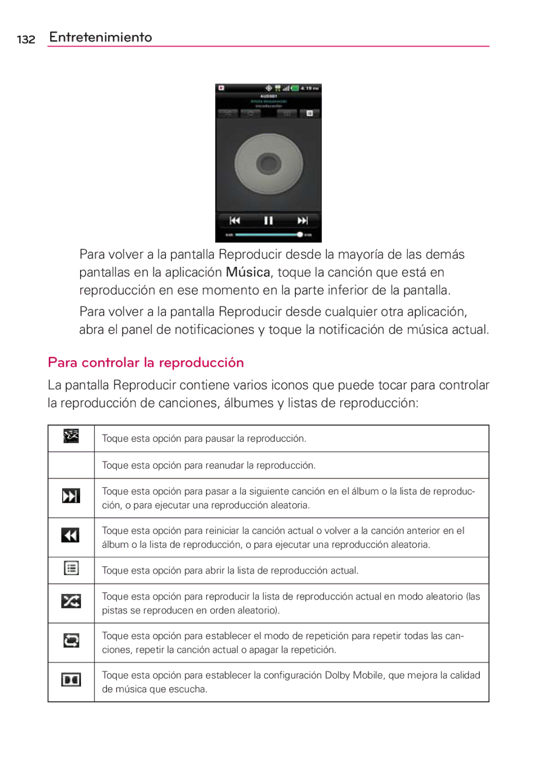 LG Electronics MS910 manual Para controlar la reproducción 