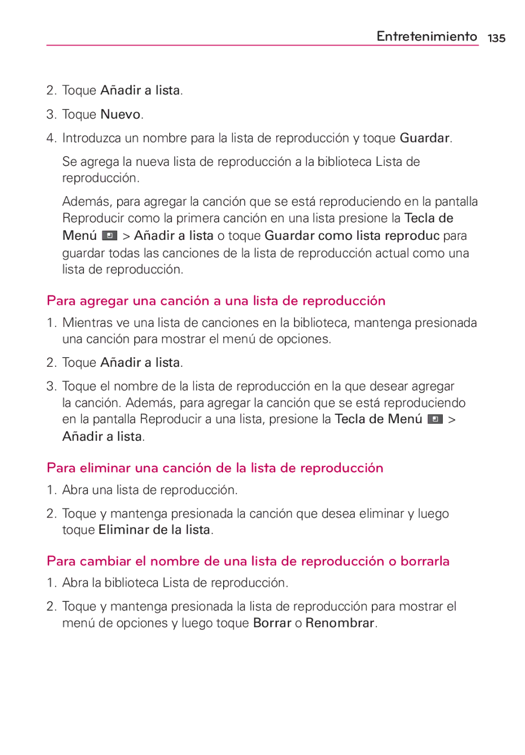 LG Electronics MS910 manual Para agregar una canción a una lista de reproducción, Abra la biblioteca Lista de reproducción 