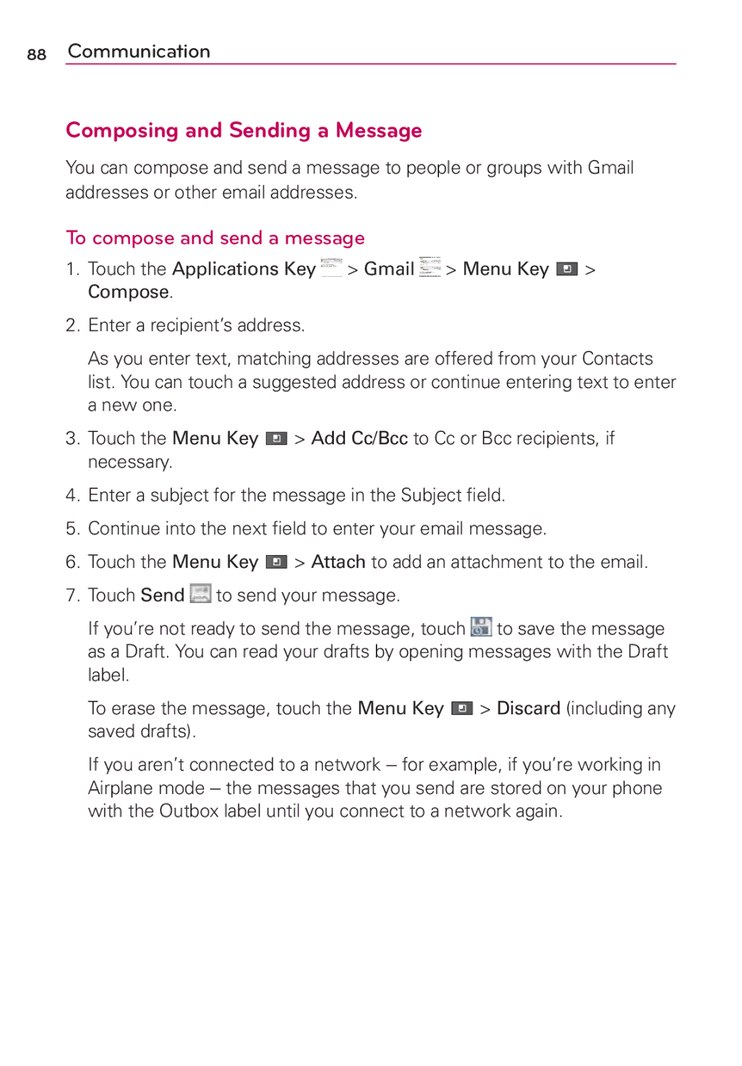 LG Electronics MS910 manual Composing and Sending a Message, To compose and send a message 