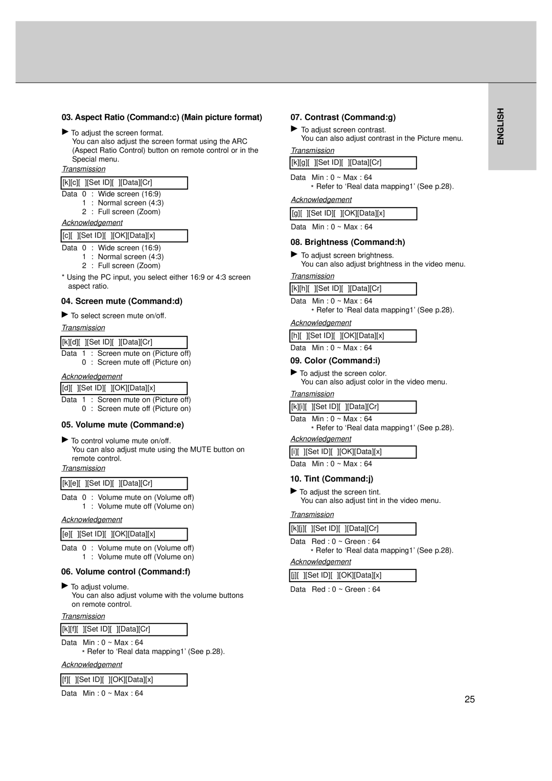 LG Electronics MT-50PZ40/, MT-50PZ41/, MT-50PZ43/, MZ-50PZ42/, MZ-50PZ43 Aspect Ratio Commandc Main picture format 