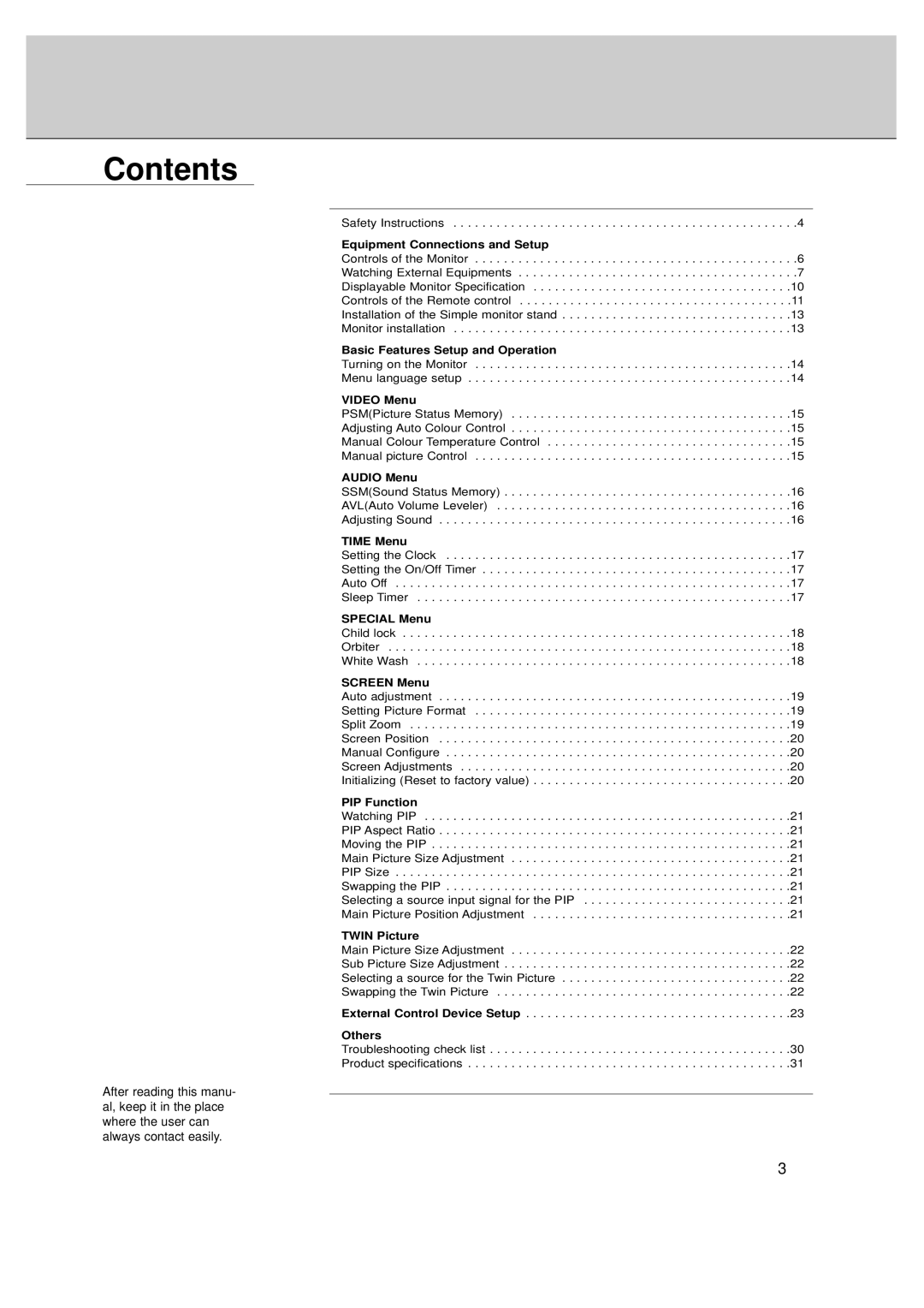 LG Electronics MT-50PZ40, MT-50PZ41, MT-50PZ43S, MZ-50PZ42, MZ-50PZ43 owner manual Contents 