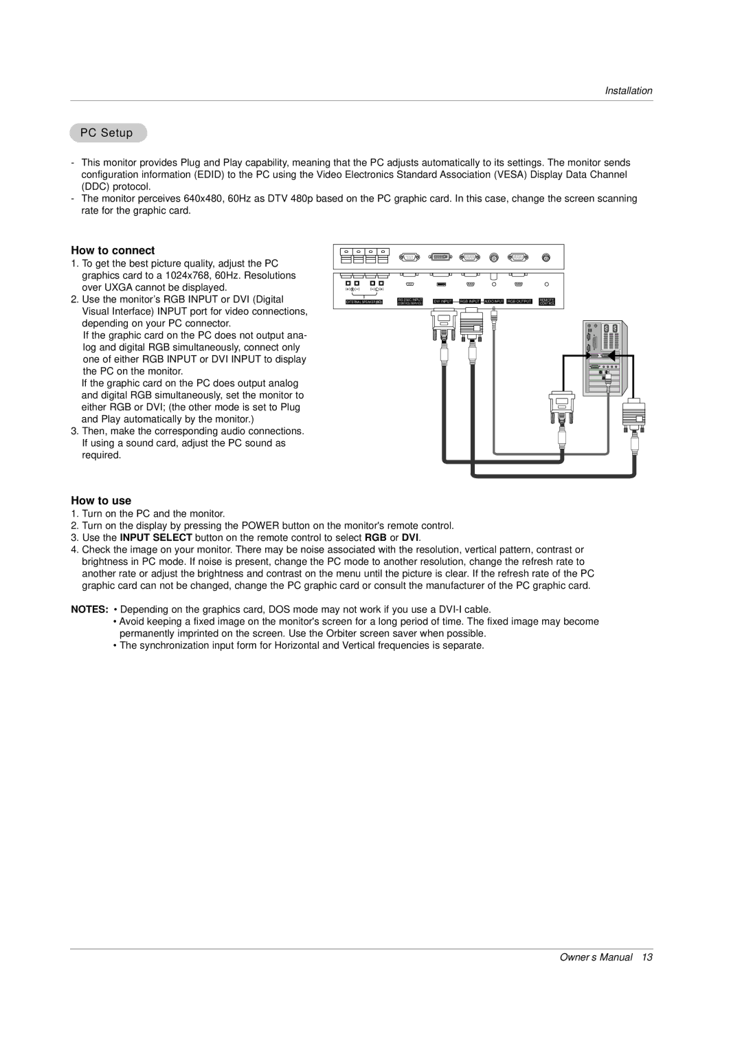 LG Electronics MU-50PZ44B, MU-50PZ90, MU-50PZ44VS, MU-50PZ44VK, MU-50PZ44MK, MU-50PZ 44VB, MU-50PZ44VR, MU-50PZ44MS PC Setup 