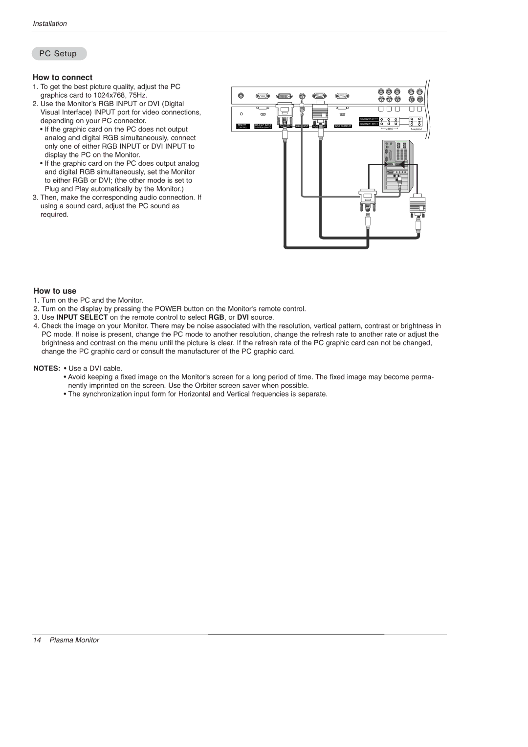 LG Electronics MU-60PZ95V owner manual PC Setup 