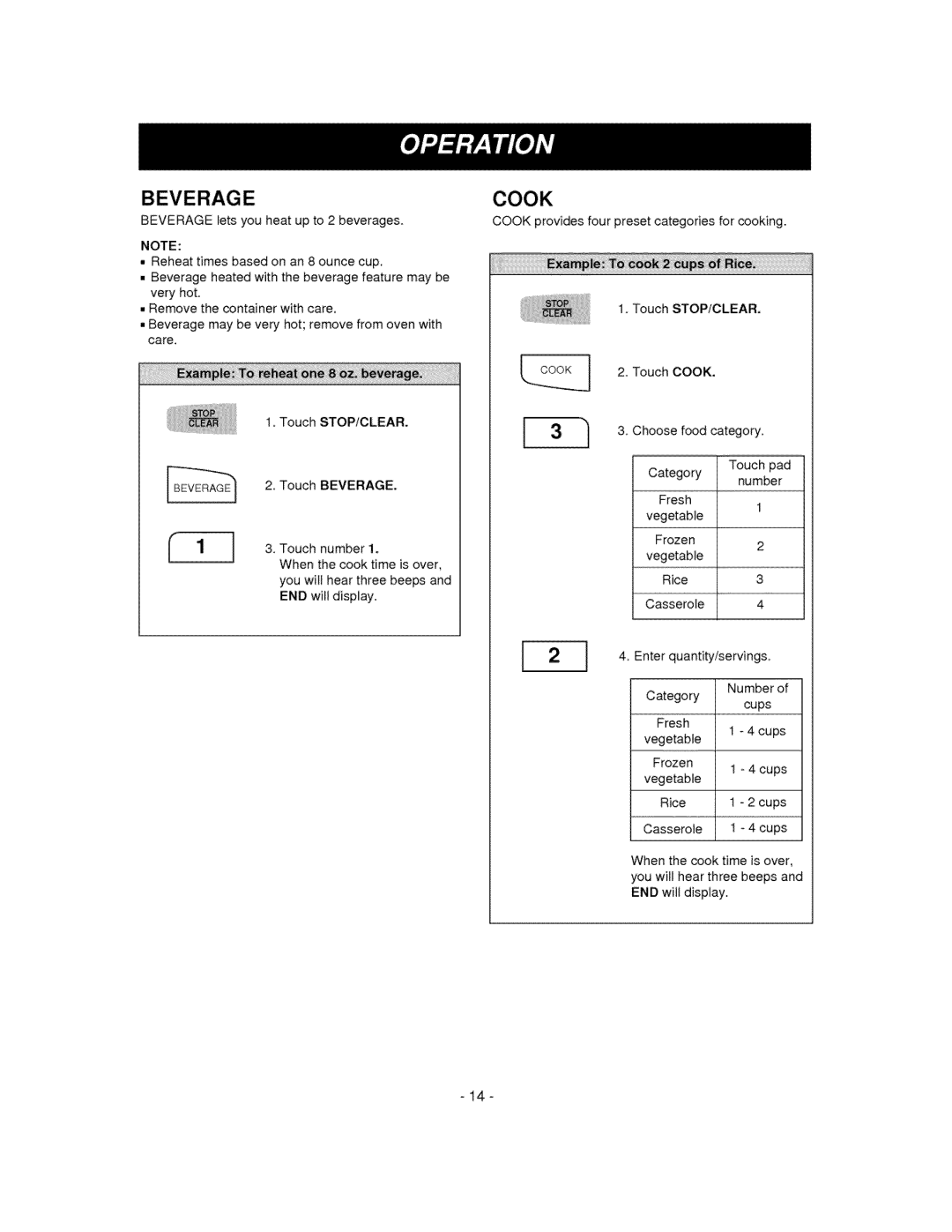 LG Electronics MV-1310W, MV-1310B owner manual Vegetable Rice Cups Casserole 