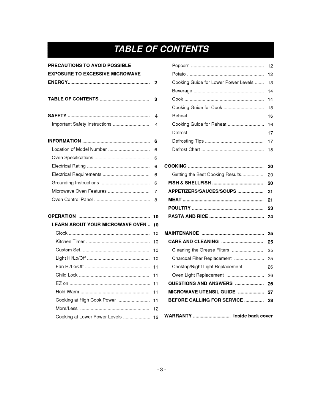 LG Electronics MV-1310B Precautions To Avoid Possible Exposure To Excessive, Information, Maintenance, Microwave, Warranty 