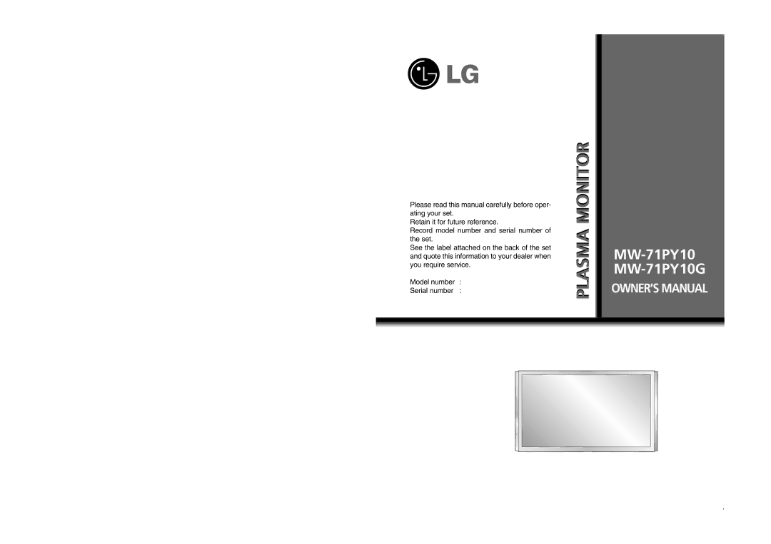 LG Electronics MW 71PY10 owner manual MW-71PY10 MW-71PY10G 