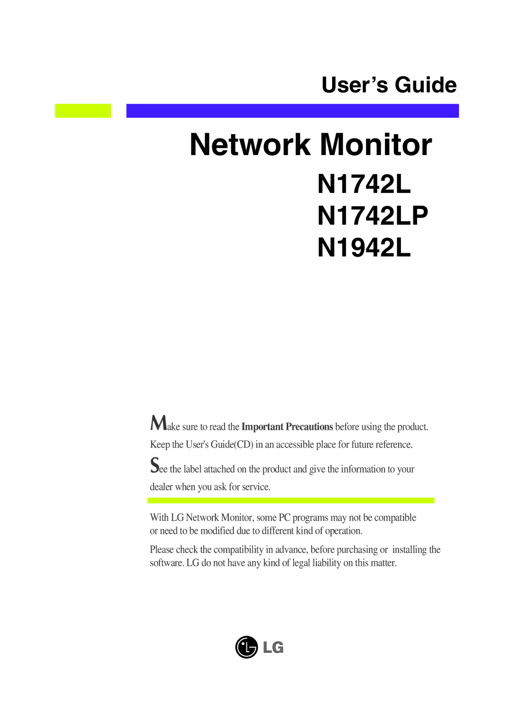 LG Electronics N1742LP, N1942L manual Network Monitor 