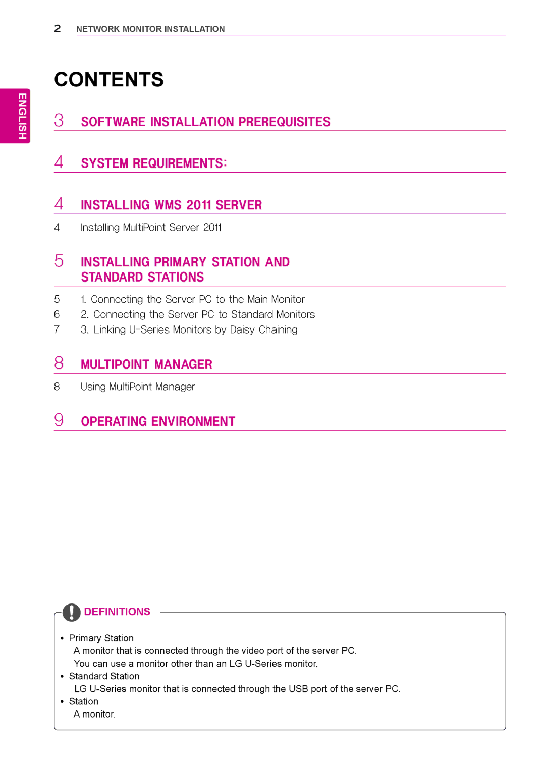 LG Electronics N195WU installation manual Contents 