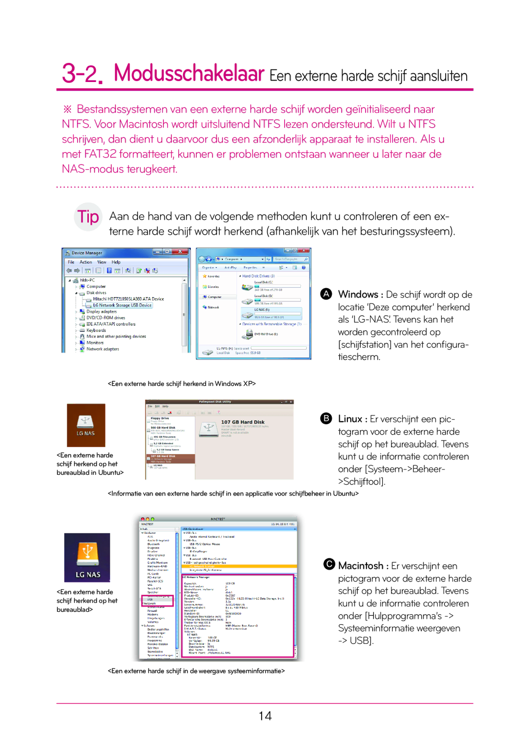 LG Electronics N1T1 manual Een externe harde schijf in de weergave systeeminformatie 