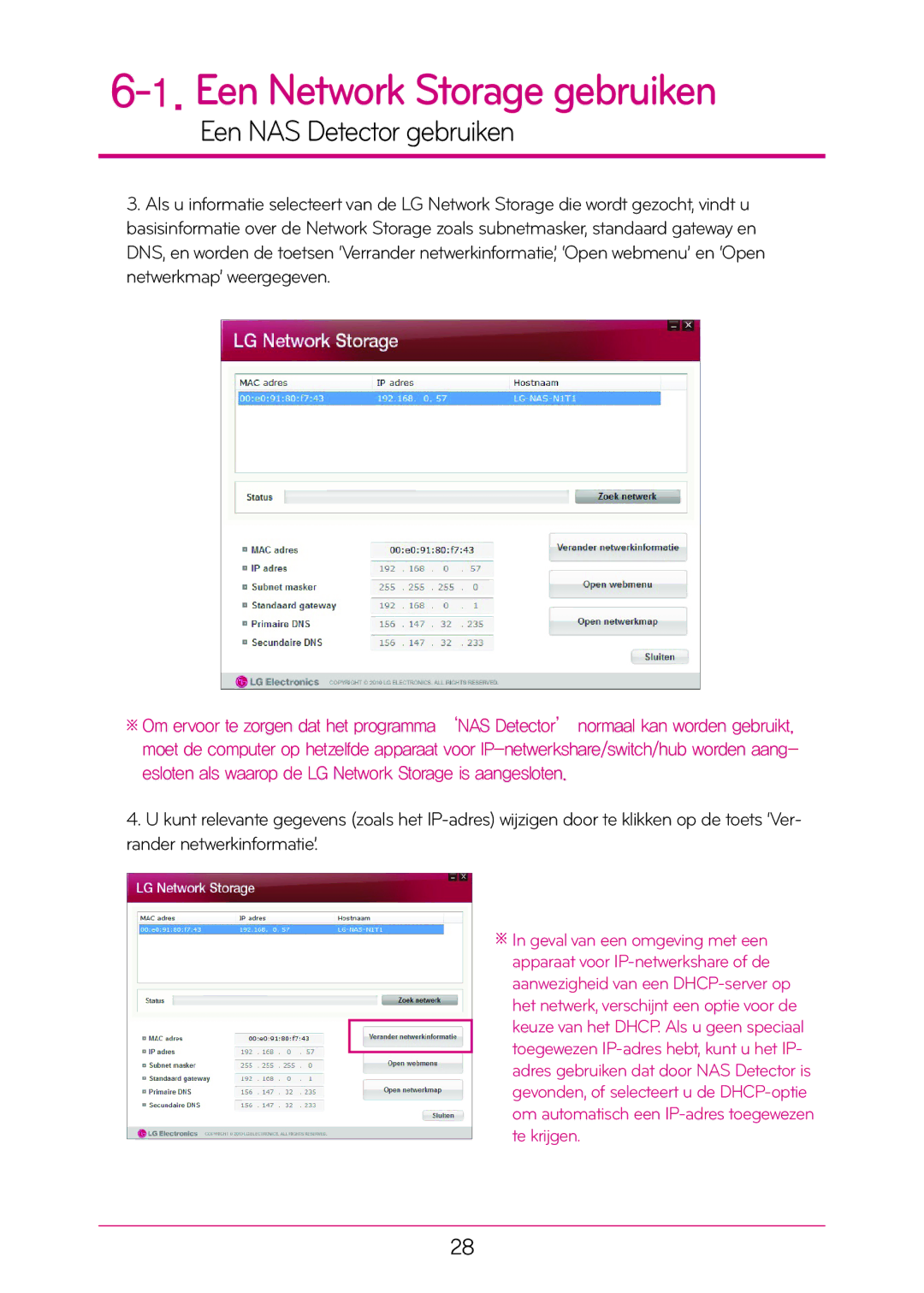 LG Electronics N1T1 manual Een Network Storage gebruiken 