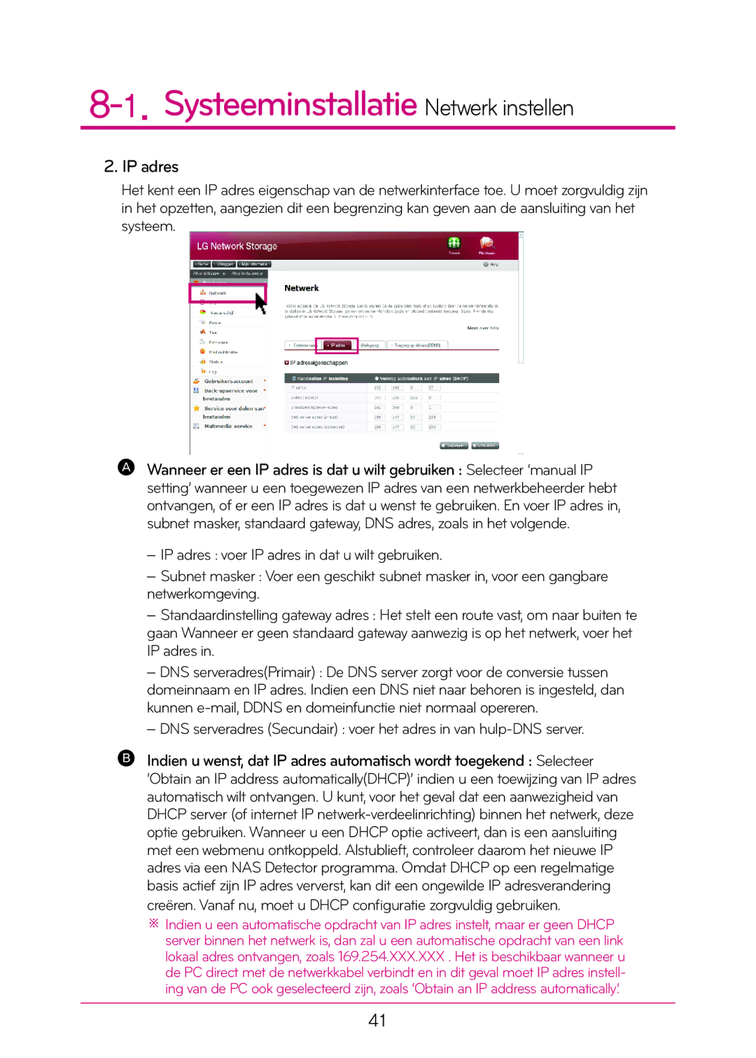 LG Electronics N1T1 manual IP adres 