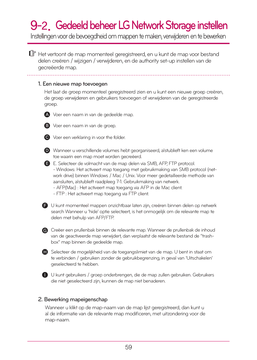 LG Electronics N1T1 manual Bewerking mapeigenschap 