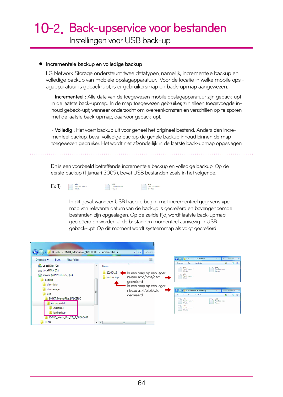 LG Electronics N1T1 manual Incrementele backup en volledige backup 